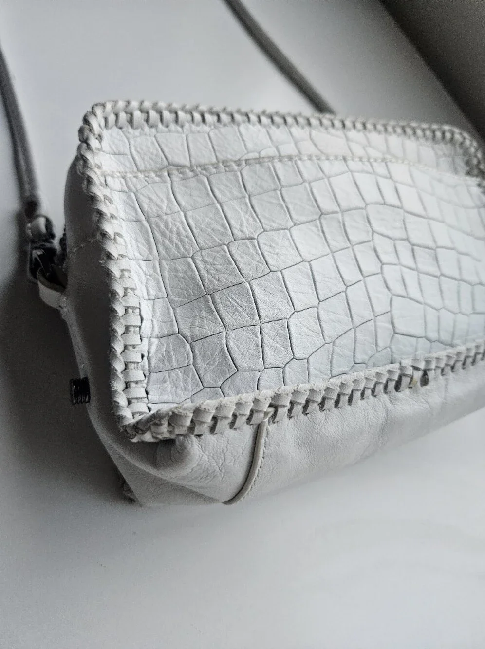 New Botkier White Croc Embossed Leather Petite Crossbody Bag